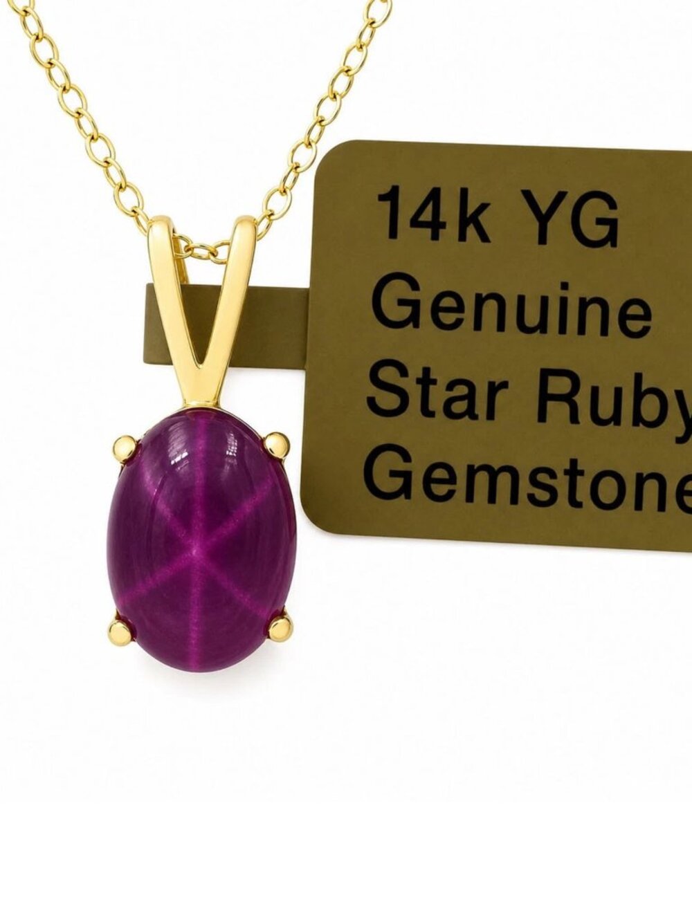 Genuine 1.20 Cts Star Ruby Pendant Solid 14k Yellow Gold